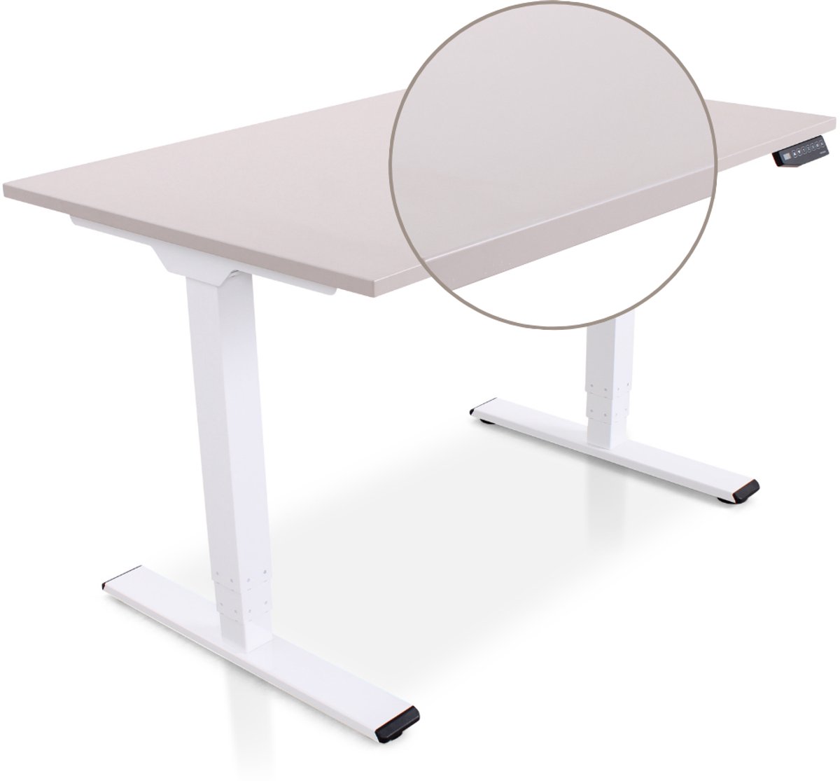Multi Ratio Lineaflex MRC COMFORT Zit-Sta Bureau – Elektrisch Verstelbaar – 120x80 cm – Blad Sand Grey – Wit Frame – ARBO Norm NEN-EN 527 – Met memorybediening – 100 KG Draagvermogen – 130 cm Hoog - Inclusief Kabelmanagement!