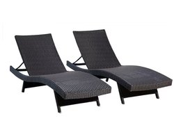MaxxGarden Ligbedden - 2 Ligstoelen - Verstelbaar - Zwart - 203x71cm