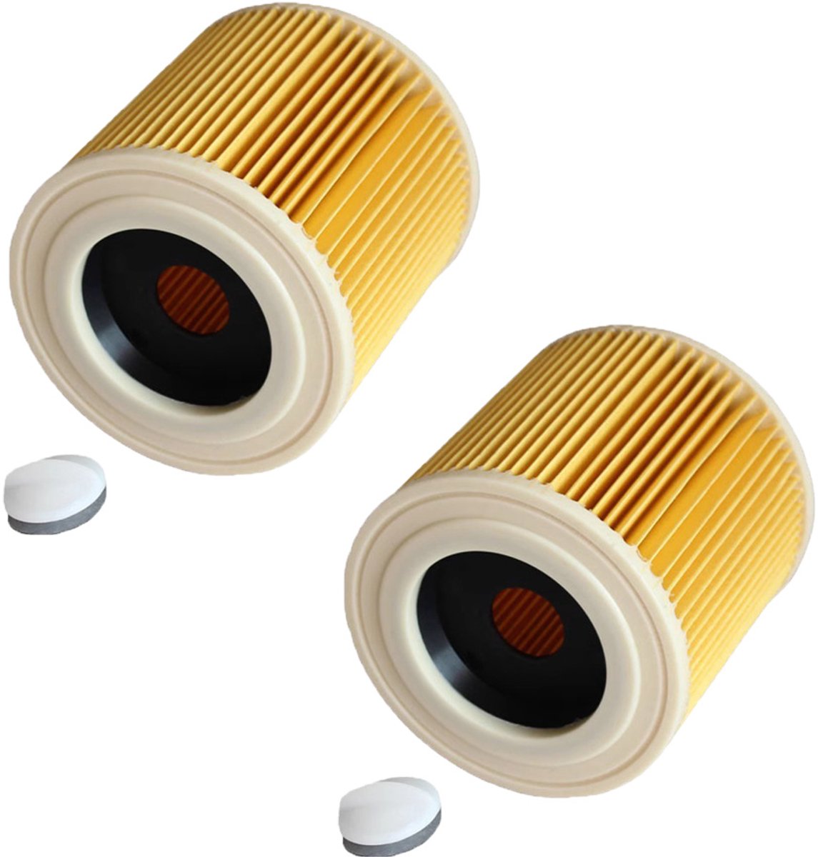 2 stuks Patroon filters - stofzuiger HEPA-filter katoen - Stofzuigerfilter - Vervangende onderdelen - Filteronderdelen - Filtercompatibele filters - Geschikt voor Karcher WD3, NT18, 20, 38, 1HEPA-filter WD2, MV2, 3 stofzuigers - Geel