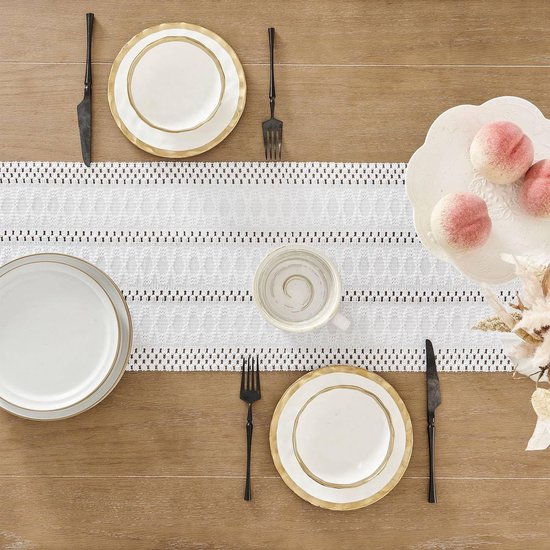 Kersttafel Runner,Katoen jute Buffalo Plaid Rood Zwart Dubbelzijdig