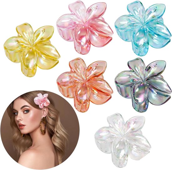 Set van 8 Hawaïaanse bloemenhaarspelden met design voor meisjes en