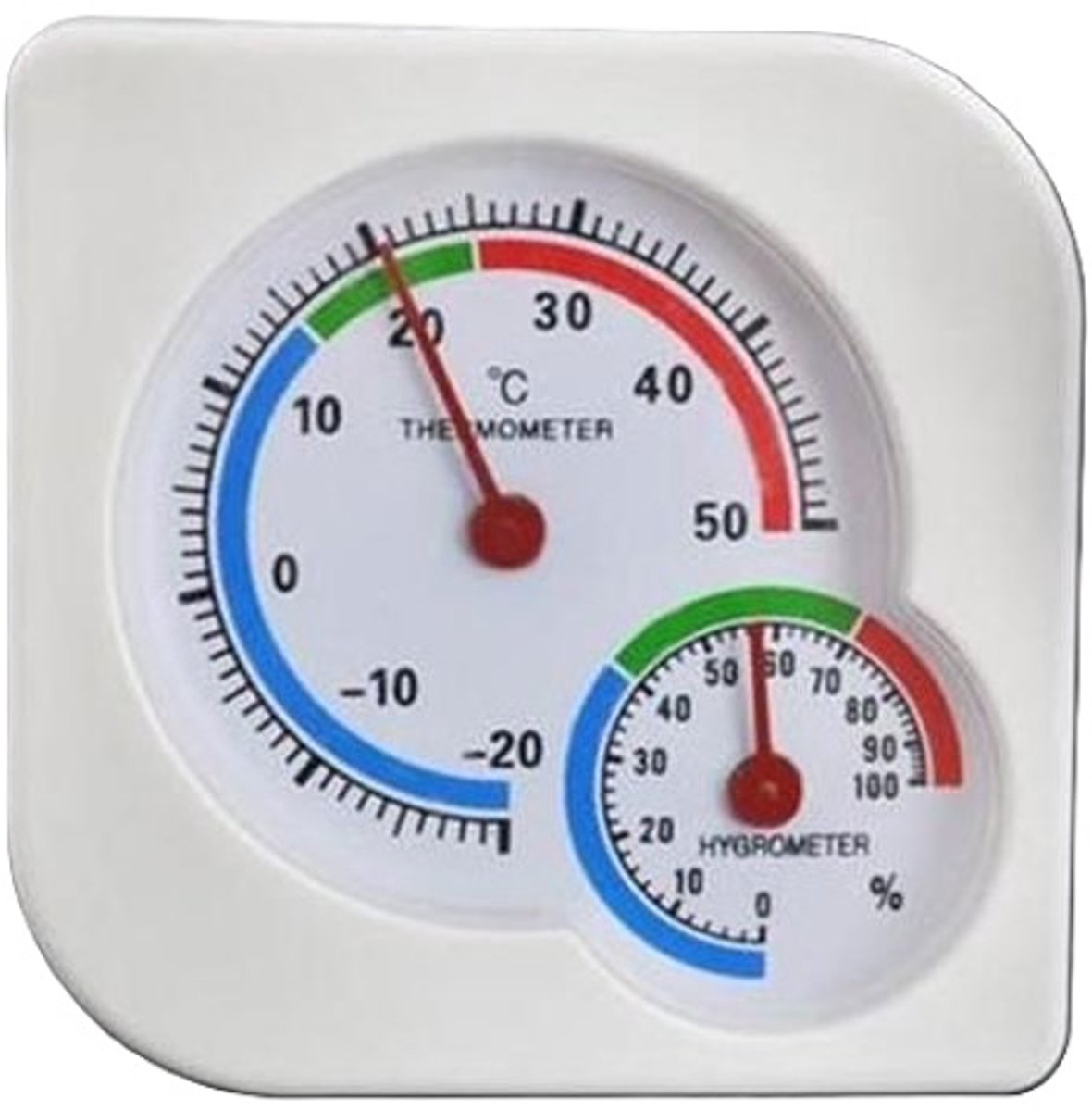 Analoog Thermometer en Hygrometer in 1 - Binnen en Buiten - wit