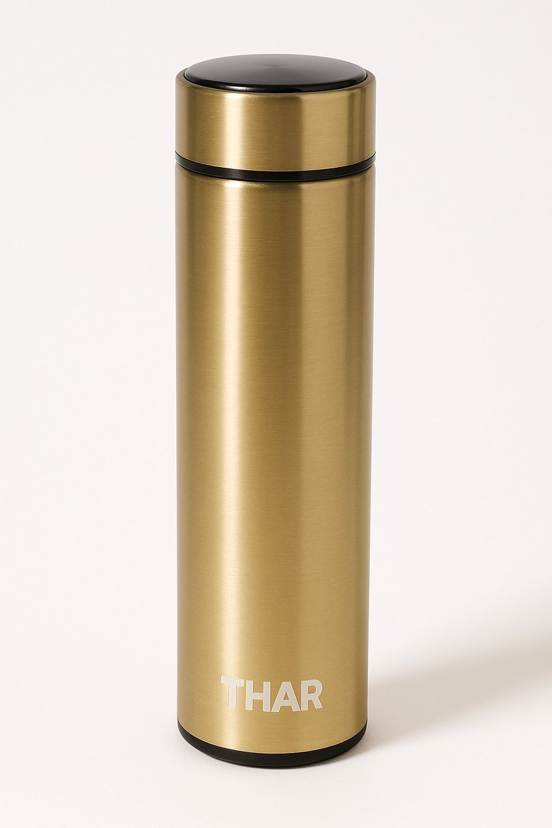 THAR Slimme Thermosfles 500ml – LCD Display & Dubbelwandig - Goud