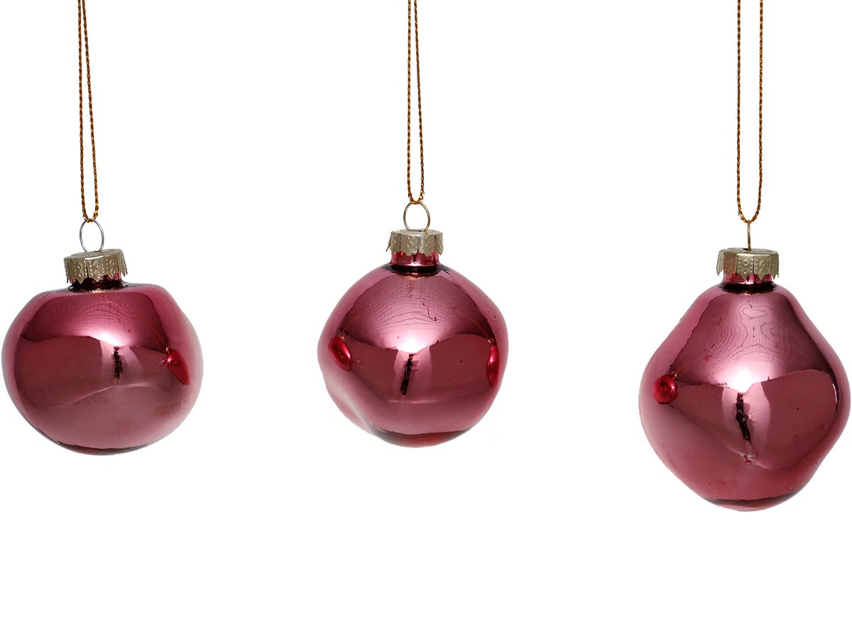by Mooss - Kerstballen - Set van 6 - Pink - Roze - Organisch - Ø 6 cm - Kerst