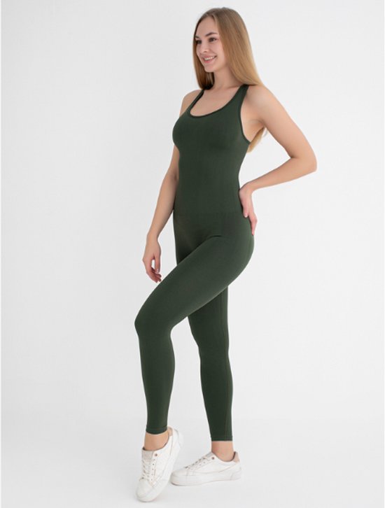 Dames Sport Jumpsuit - Sportkleding - Fitnesskleding - Yogakleding - Sportlegging - Shape & Liftend Effect - Groen - Maat XS/S van Merkloos — afbeelding 2