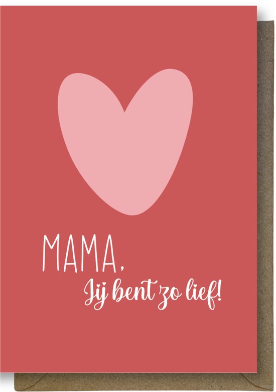 Carte de vœux de Luxe pour la fête des mères - Carte de fête des mères - Coeur - 12x17cm - Carte pliée avec enveloppe colorée