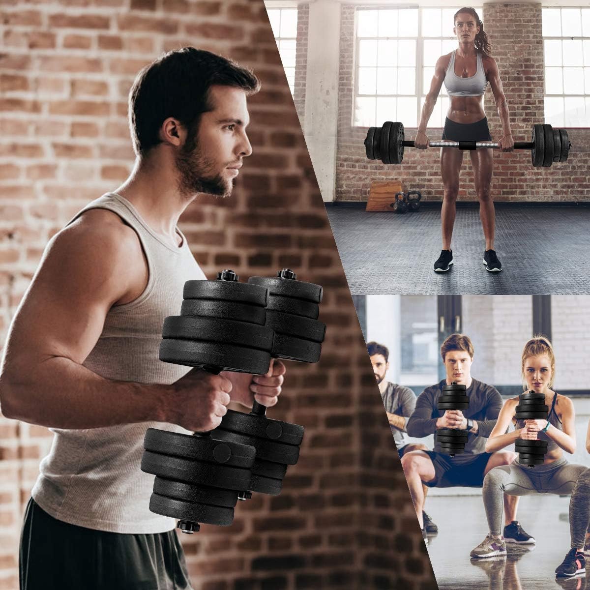 COSTWAY 2 in 1 Verstelbare halterset met anti-slip handvat 30 KG in gewicht verstelbaar, 8 x 2,5kg / 8 x 1,25kg, dumbbell set training apparatuur voor thuis of gymnastiek oefenen, duurzame fitness barbell optillen voor lichaamsbouw – foto 2