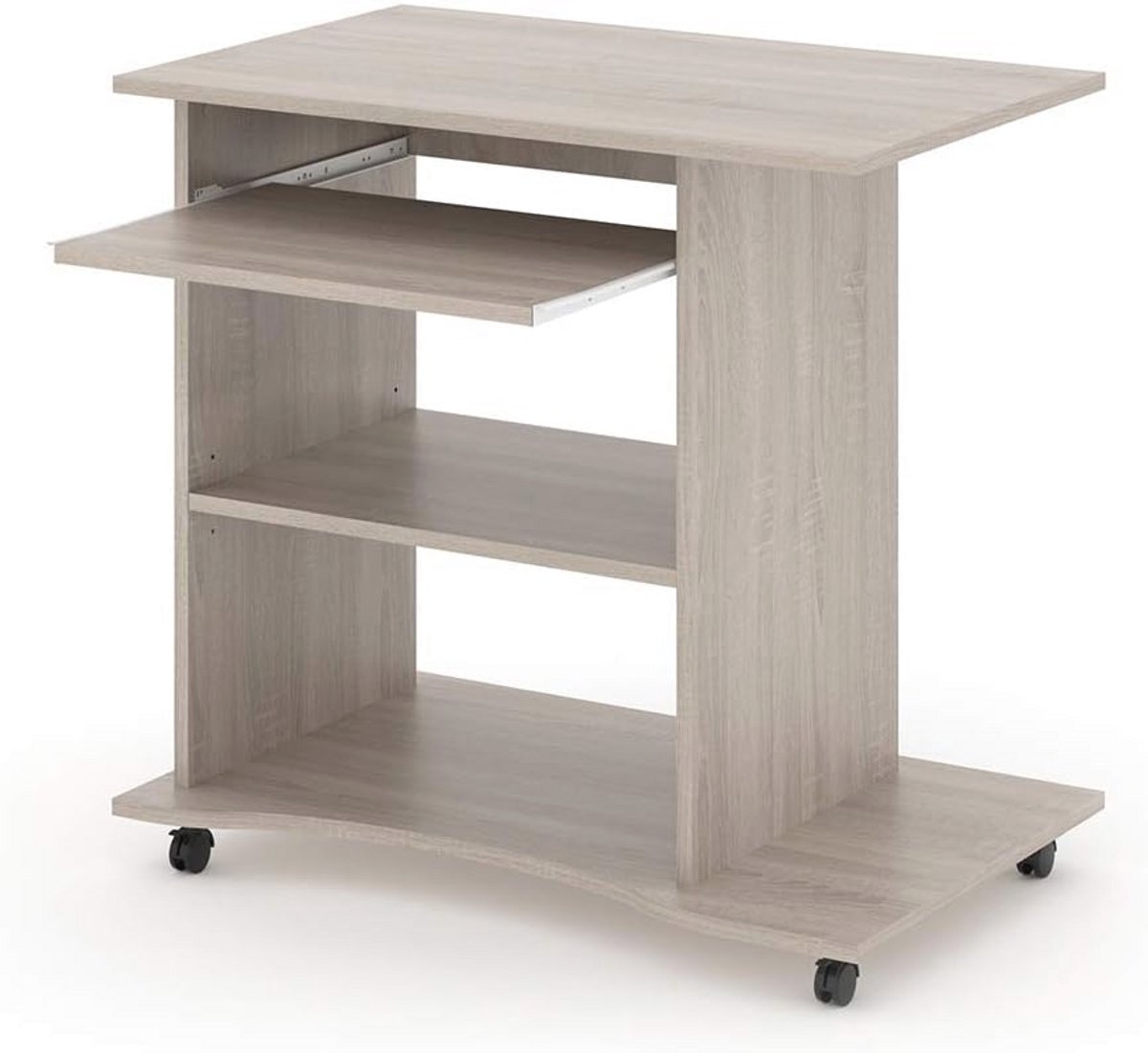 Bureautafel voor Thuis en Kantoor - 80 x 50 cm, Uittrekbare Toetsenbordhouder en Wieltjes