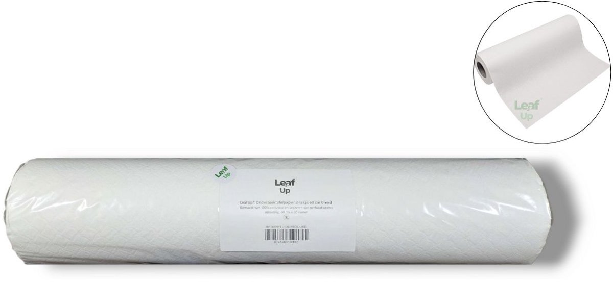 LeafUp® Onderzoektafelpapier - Behandeltafelpapier - Onderzoeksbankpapier - 2-laags - 60 cm x 50 m - (132 vellen)
