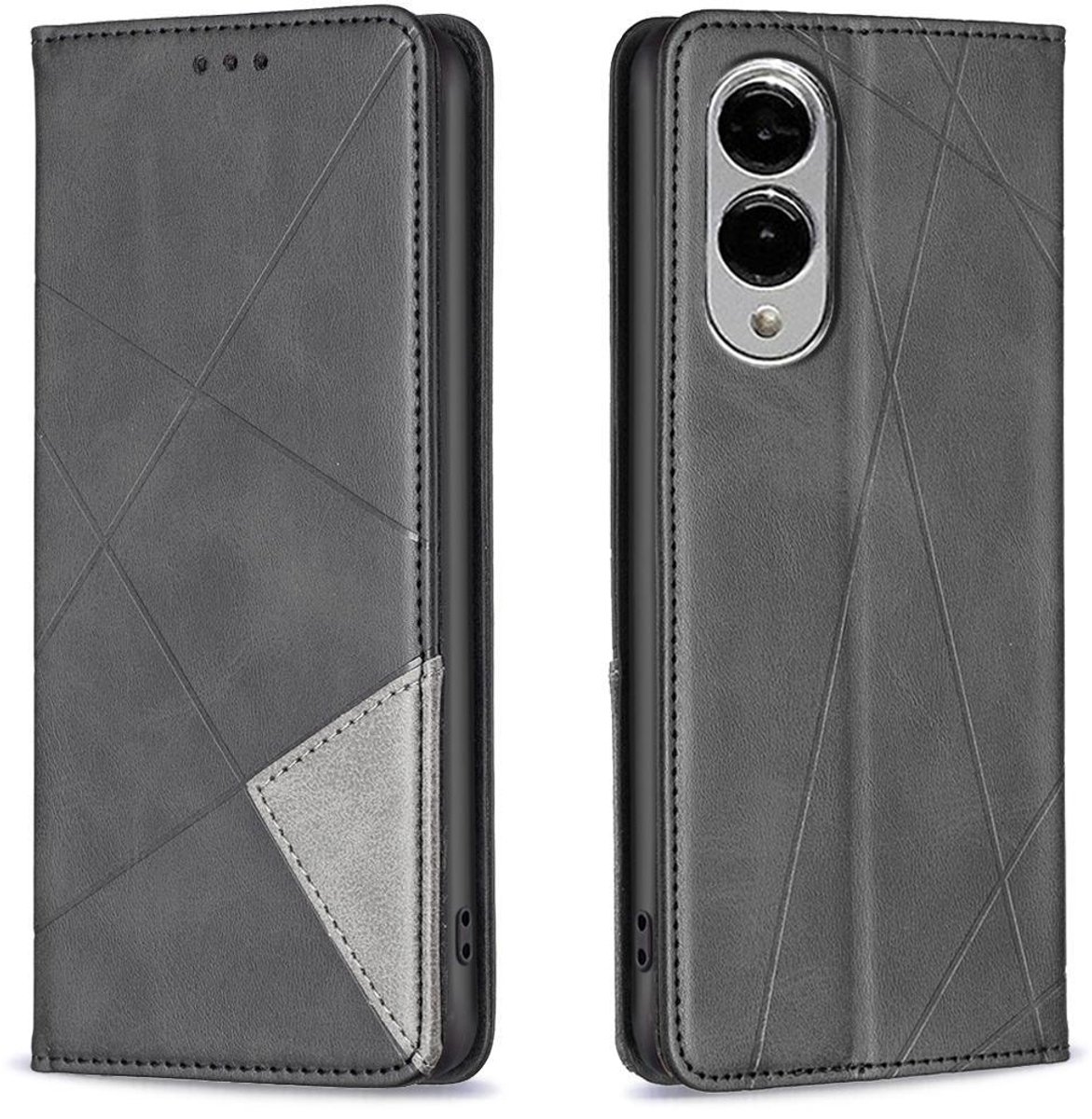 Mobigear Telefoonhoesje geschikt voor Samsung Galaxy S25 Edge Hoesje | Mobigear Rhombus Slim Bookcase | Pasjeshouder voor 2 Pasjes | Telefoonhoesje voor Pinpas / OV Kaart / Rijbewijs - Zwart