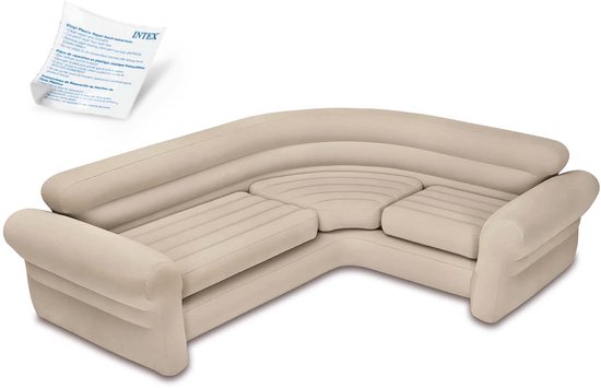 Intex Opblaasbare hoekbank - beige - 257x203x76 cm (bxlxh)