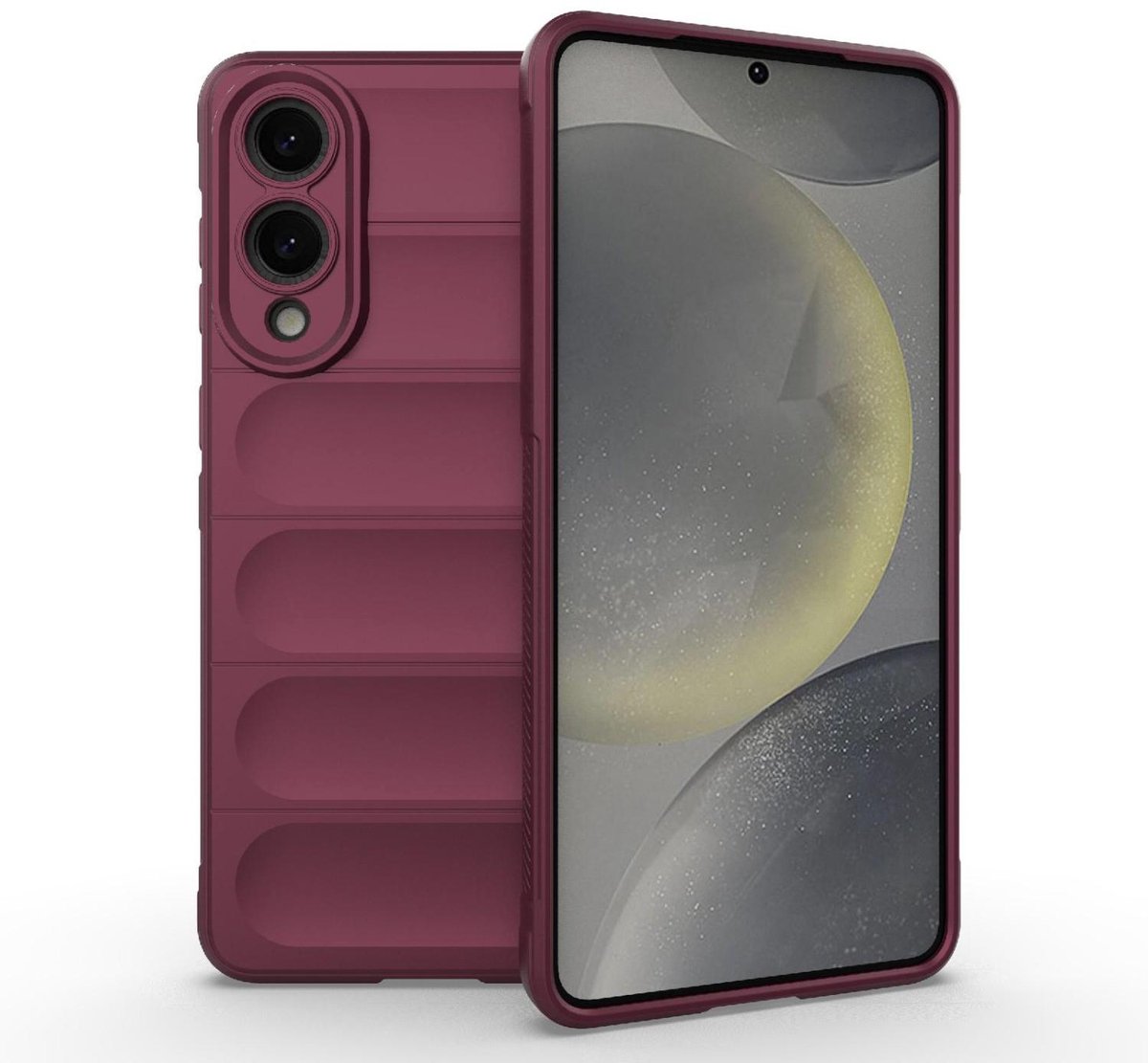 Mobigear Hoesje geschikt voor Samsung Galaxy S25 Edge Telefoonhoesje Flexibel TPU | Mobigear Bumpy Backcover | Galaxy S25 Edge Case | Back Cover - Wine Red