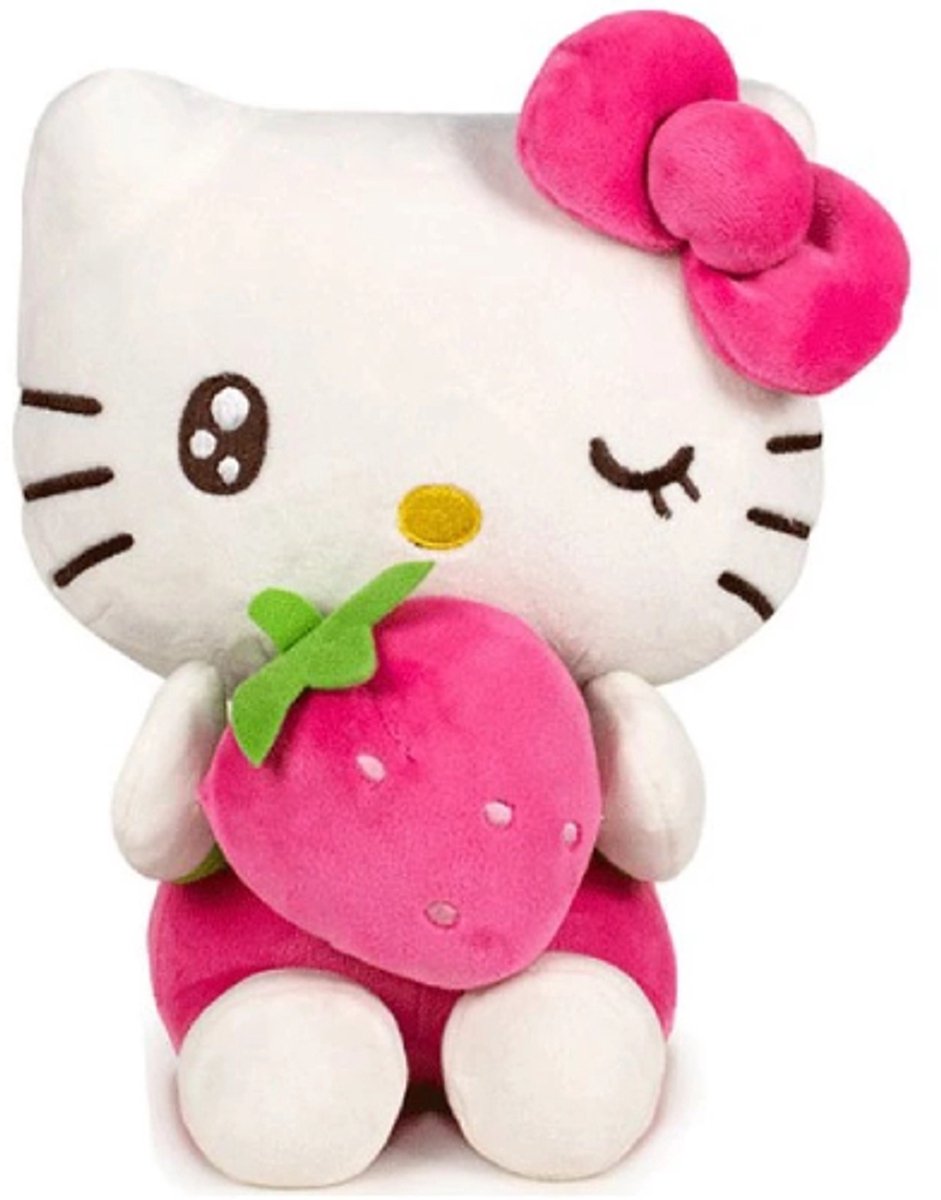 Hello Kitty Aardbei Pluche Knuffel 20 cm - Hello Kitty Plush Toy - Speelgoed Knuffels voor Kinderen Jongens Meisjes - Kuromi Keroppi Melody