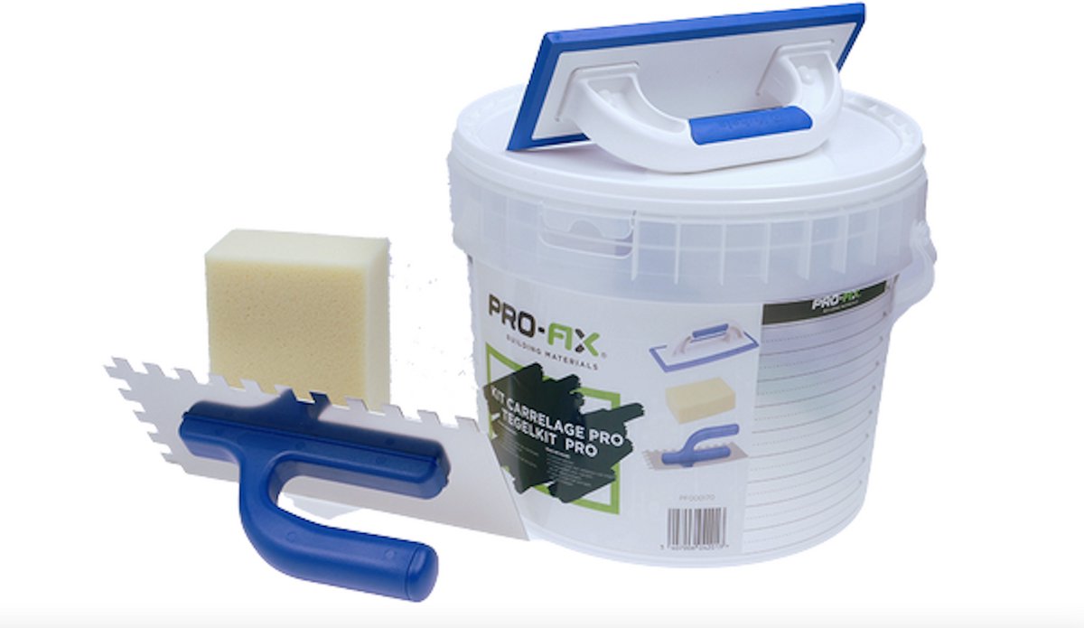 Pro-Fix Tegelkit Pro – Emmer + Spons + Lijmkam + Voegspaan – Complete Set voor Tegelzetten en Voegen