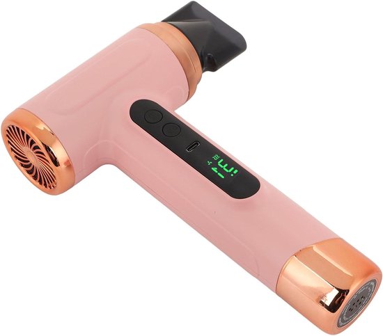 Draagbare Koud-warme Oplaadbare Föhn voor op Reis 200 W met Mondstuk Ingebouwde 15000 MAh-batterij voor Alle Haartypes (rose) - Draagbare - €55,40