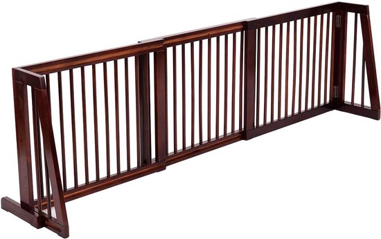 COSTWAY Afsluitrooster voor honden, 60 cm hoog, beschermingsrooster, hout, kinderrooster, inklapbaar, traphek, hondenafsluitrooster, flexibel, deurbeschermingsrooster, 2 panelen, wit