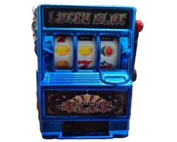 Fruitmachine Sleutelhanger I Slotmachine I Gokkast / Speelautomaat / Gokautomaat Sleutelhanger I Met Werkende Draaiende Wielen I Blauw