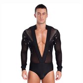 Heren Bodysuit Mesh - Clubwear - Mannen Lingerie - Glitter - Shirt - Sexy