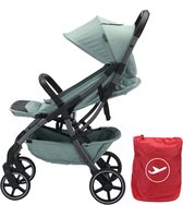Born Lucky® Buggy Flow Compacte Buggy Makkelijk Inklapbaar Geschikt Voor Vliegtuig (Handbagage) Wandelwagen Buggy Met Verstelbare Rugleuning en Grote Boodschappenmand Inclusief Reishoes & Bekerhouder – Groen