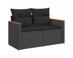 Tuinbank met opbergruimte – Lounge Bank – Buitenbank – Tuinset – Houten Bank – Modulair Bankstel – Balkon Set – Poly rattan – Zwart