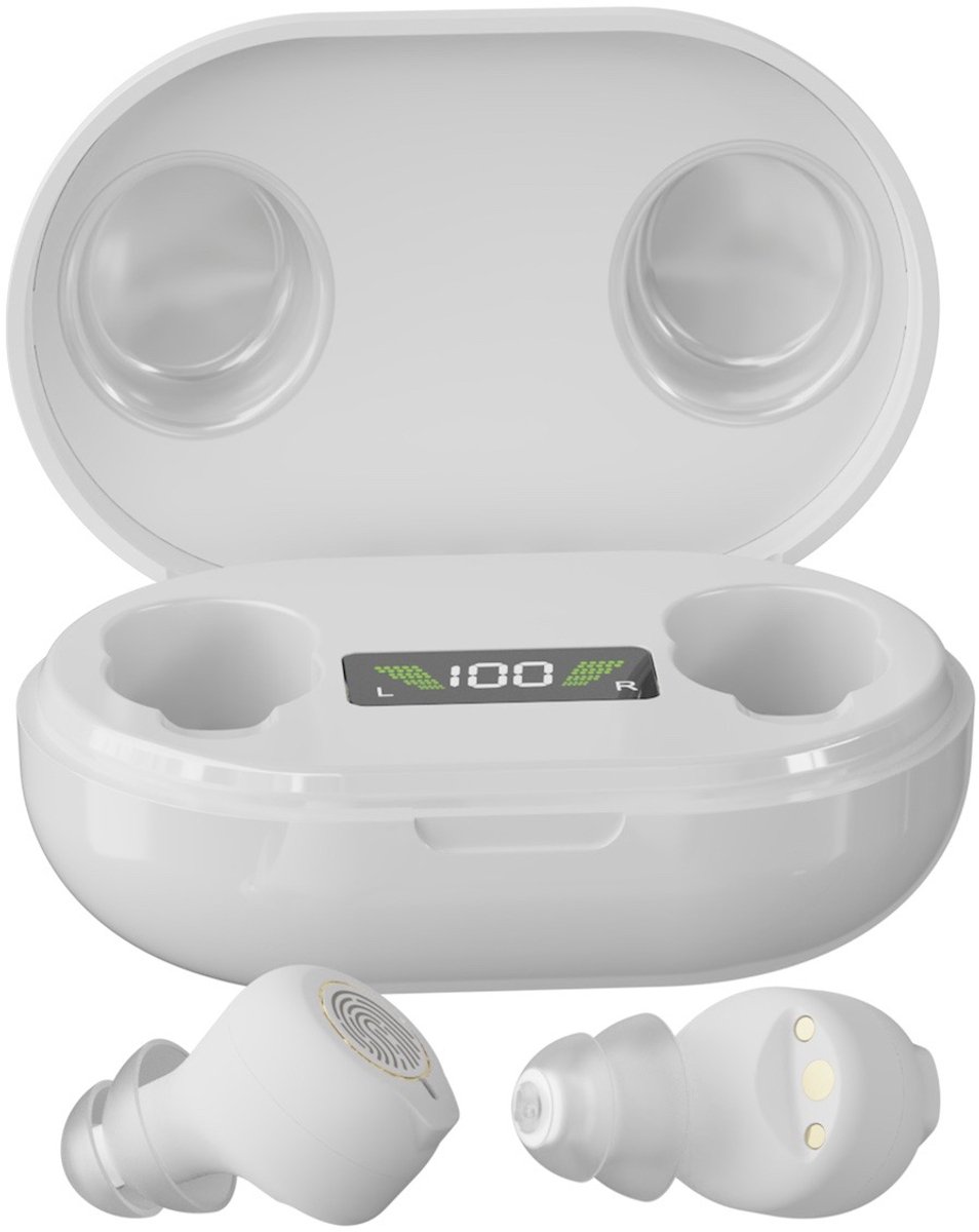 Medj- Wit - Gehoorapparaat -Magnetisch- Opberg box - Oplaadbaar in box 2x Mini Intelligent digitaal Gehoorapparaat - 5 Volume standen - Geluid Reductie - Universeel