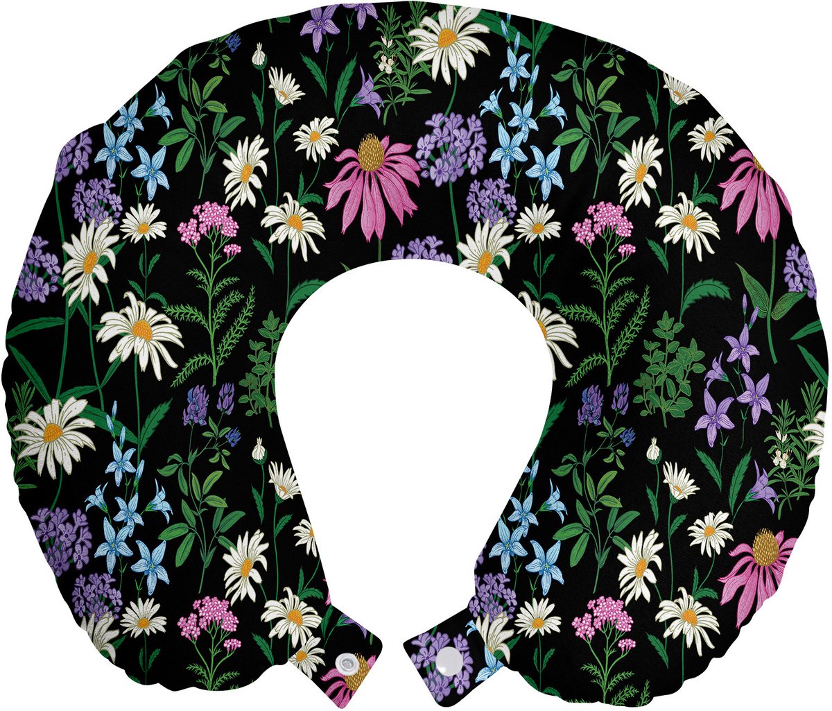 New Bed Aster Bos Wilde Bloemen Patroon Reisneckkussen Memory Foam voor Vliegtuig en Auto, 30cm x 30cm