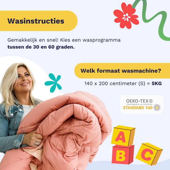 Zelesta® Kiddybed Colorful Animals 140x200 - Housse de couette enfant - Couchage d'essai 30 jours - Couette enfant sans housse lavable - Couette enfant imprimée - Couette hiver toute l'année & Couette été