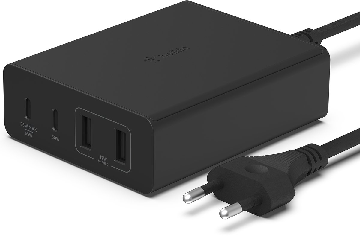 Belkin Boost-Up Charge Pro Adapter - 4-poorts - USB-C - 108W - Zwart