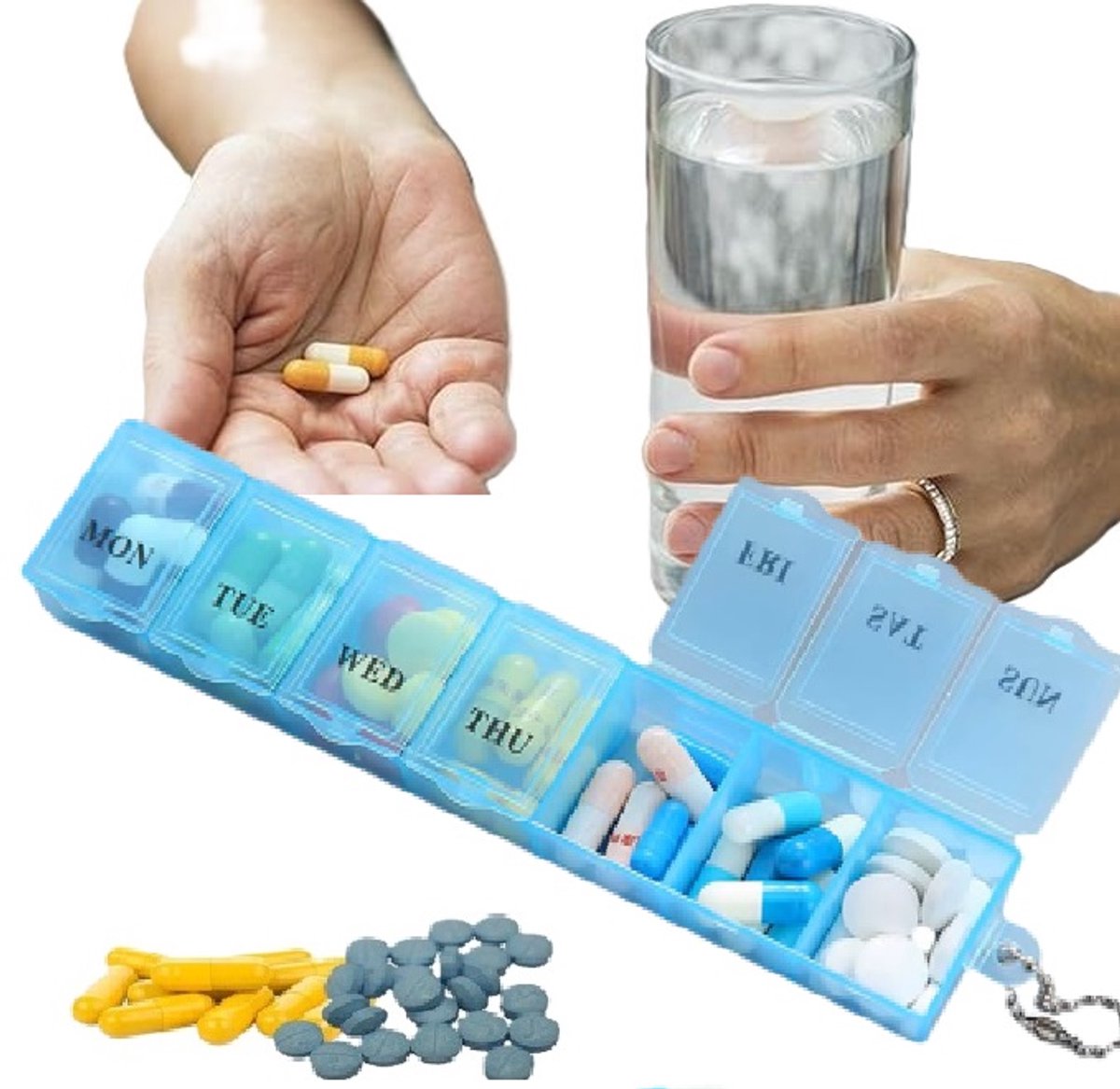Goedkoopste Medicijn Bewaardoosjes 7 Dagen I Pillendoos I Pillendoosje I Pillenplanner I Met Dag aanduiding I 7 Vakken I Blauw