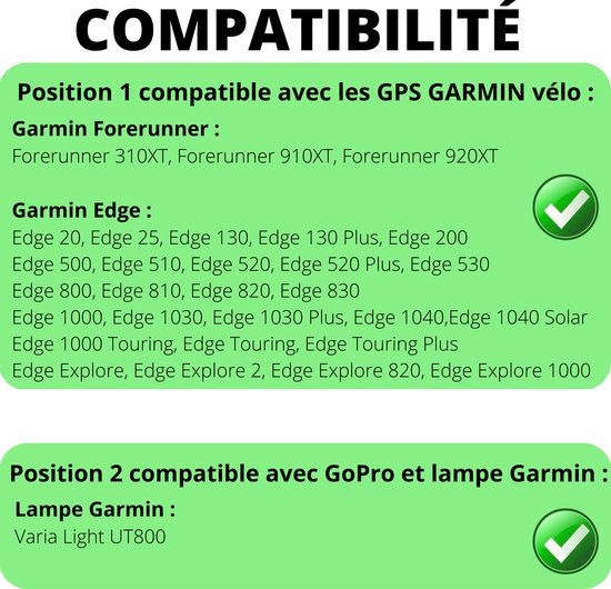 Fietshouder geschikt voor Garmin Edge 1040, 1030, 1000, 830, 820, 800, 530, 520, Explore, Forerunner 920XT/910XT, GoPro - GPS-houder
