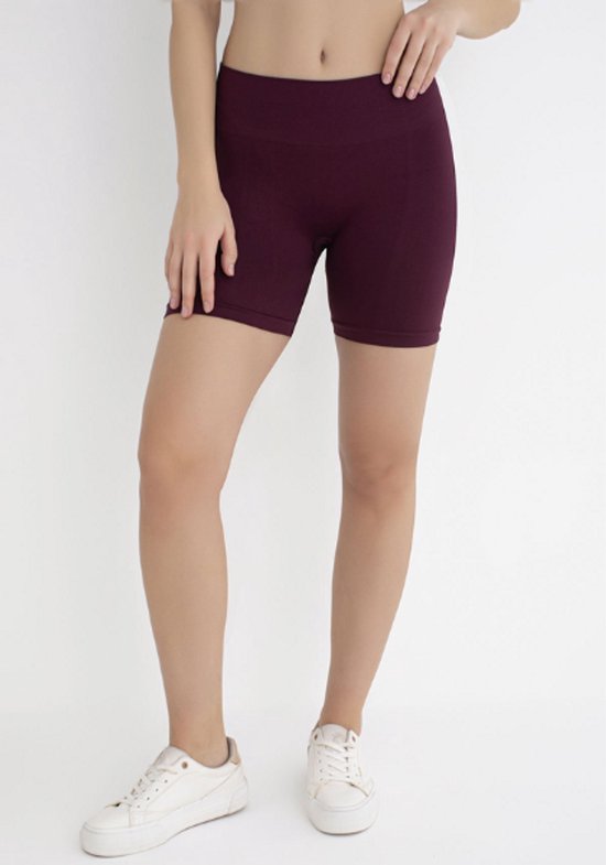 Dames Sportlegging Kort - Sportbroek dames - Gym short - Sportkleding - Shape & Liftend Effect - Bordeaux - Maat XS/S — afbeelding 2