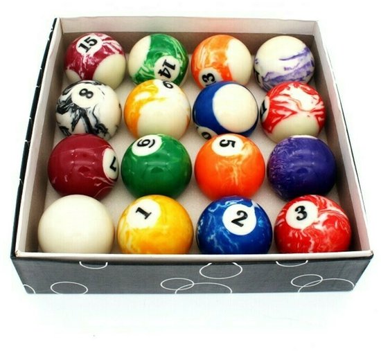 Pegasi Poolballen set Marmer 57,2 mm - Fenolhars - Gepolijste Pool ballen - Biljart Ballen - Marmeren Design Biljartballen