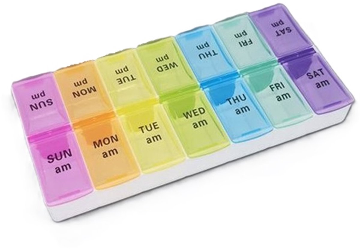 Goedkoopste Medicijnendoosje I Pillendoosje I Pillendoos I 7-14 Dagen I 2 Dagdelen I Multicolor/Wit