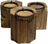 by Mooss - Deurstopper - Hout - Robuust - Stoer - Ijzeren ring - Landelijk - Massief - Groot - Decoratie - Uniek - Duurzaam