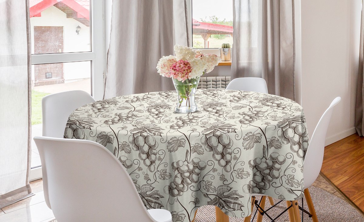 New Bed Druiven Vintage Stijl Fruit Takken Ronde Tafelkleed, Cirkel Tafelkleed voor Eetkamer Keuken Decoratie, 150 cm Diameter