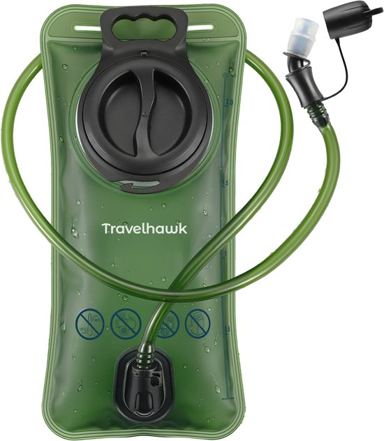 Travelhawk Waterzak - Drinkzak - Geschikt voor Camelbak Drinkrugzak - Waterzak Festival - BPA Vrij - 2 Liter - Groen