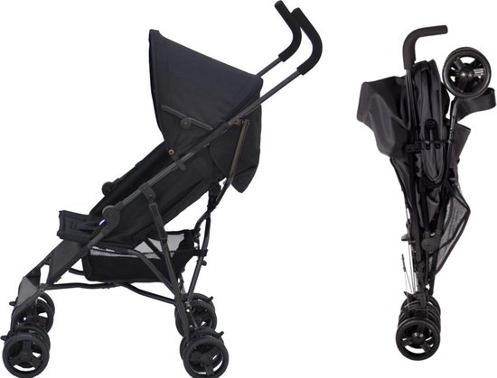 Bebies First Buggy Plooibuggy – Lichtgewicht en Makkelijk Inklapbaar Wandelwagen met Meerdere Verstelbare Standen Rugleuning (Vanaf 6 Maanden Tot 22 kg) Met grote Boodschappenmand - Zwart