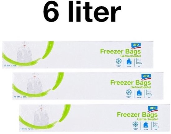 Diepvrieszakjes 6 liter - 135 zakjes (3 x 45) - Vershoudzakjes - Boterhamzakjes - 26,5 x 50 cm - Transparant - Voordeelpakket