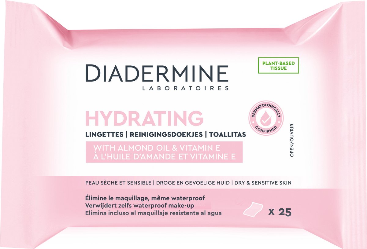 Goedkoopste Diadermine Hydraterende reinigingsdoekjes - 25 stuks