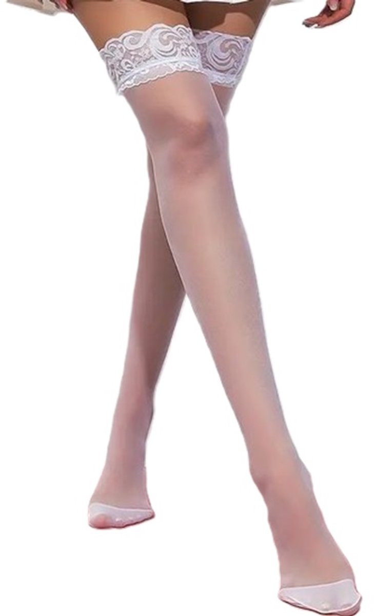 Goedkoopste Erotische Panty I Sexy Kousen I Sexy Panty I Met Brede Kantrand Motief I Wit
