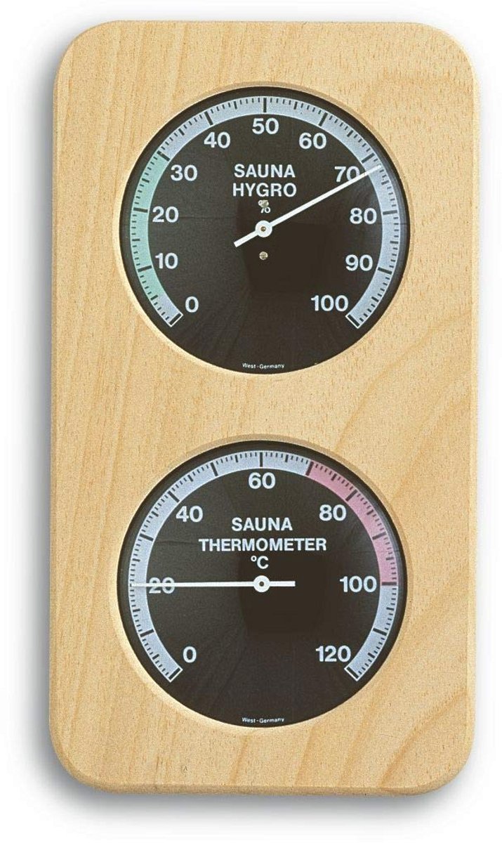 Analoge Sauna Thermo-Hygrometer - Nauwkeurige Temperatuur- en Luchtvochtigheidsmeting, Hittebestendig en Duurzaam Houten Ontwerp