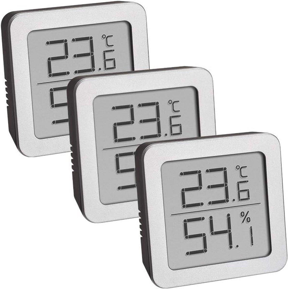 Digitale thermometer hygrometer set van 3 voor binnen, Luchtvochtigheid en Temperatuur Meting, Compact en Flexibel