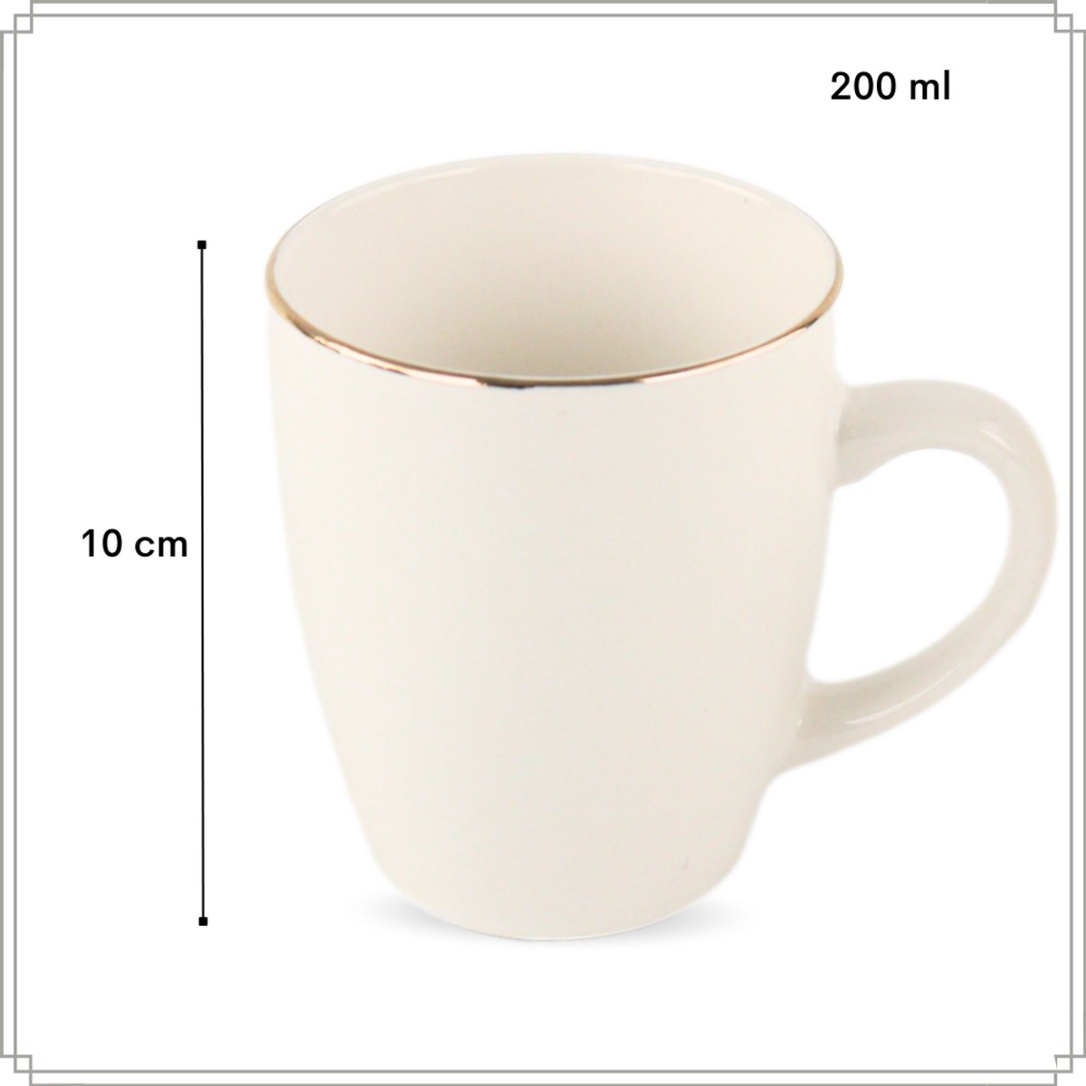 OTIX Koffiekopjes met oor - Mokken Set - Koffietassen - Wit - met Goud - 200ml - Vaatwasser bestendig - Porselein - 6 stuks - CROCUS — afbeelding 7