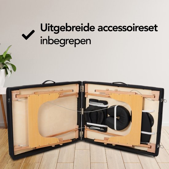 Brixy Massagetafel - Inklapbaar - 250KG Draagvermogen - 8 Hoogtestanden - Incl. Opbergtas - Behandeltafel - Zwart