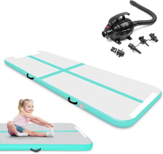 AKSPORT Opblaasbare gymnastiekmat met elektrische luchtpomp voor thuis/tumble/gymnastiek/training/cheerleader/strand/park/water 10/13/16/20/23/26/29/33 ft, 10ft