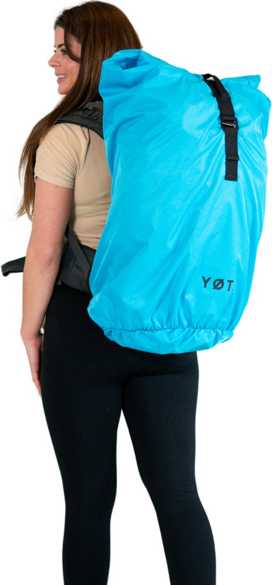 YØT® Flightbag rugzak regenhoes 40–80L – Waterafstotend nylon – Rolltop cover voor backpack – Blauw