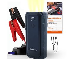 Ultralichte 12V Jumpstarter - 1000A - Slechts 370 gram - 3-in-1 Starthulp met Powerbank, LED Zaklamp en SOS Noodlicht - IP66 Waterdicht