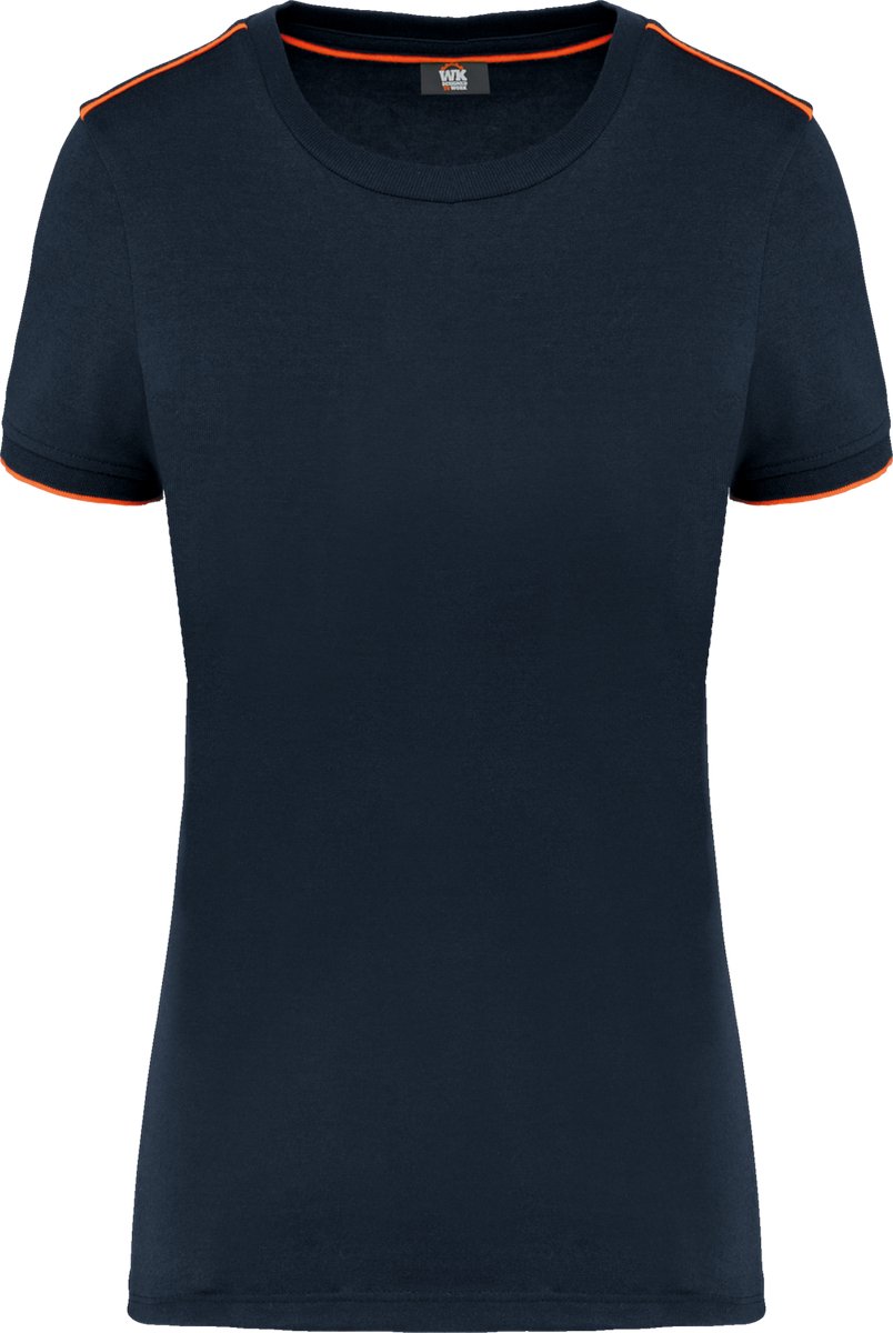 WK. Designed To Work Dames-t-shirt Day To Day korte mouwen WK3021 - Navy / Fluorescent Orange - XS