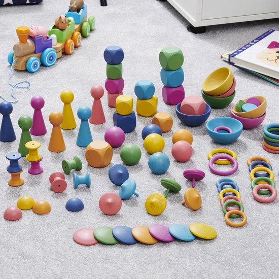 TickiT Rainbow Wooden Super Set - Mega Houten Sorteer en Speelset Groot - 84 stuks van TickiT — afbeelding 3