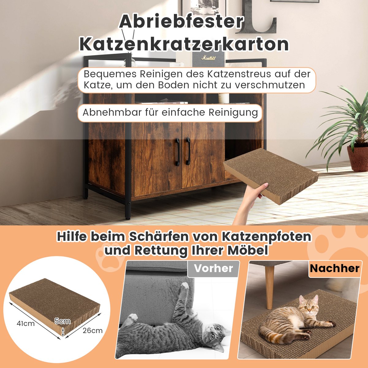 COSTWAY 3-in-1 Kattenhuis met Lade en Deur - Van Kasten